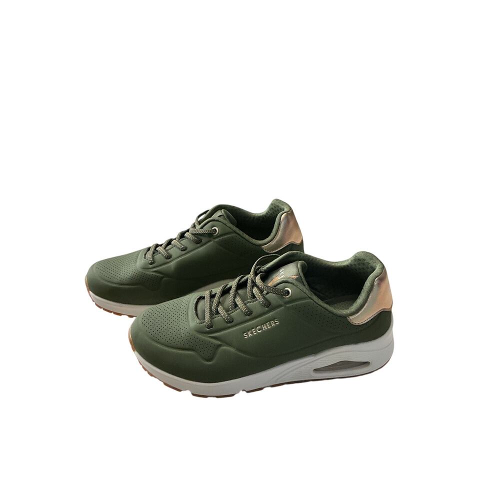 Skechers Street Uno - Shimmer Away Sneakers "Olive / Rose Gold" colorwaysize 8